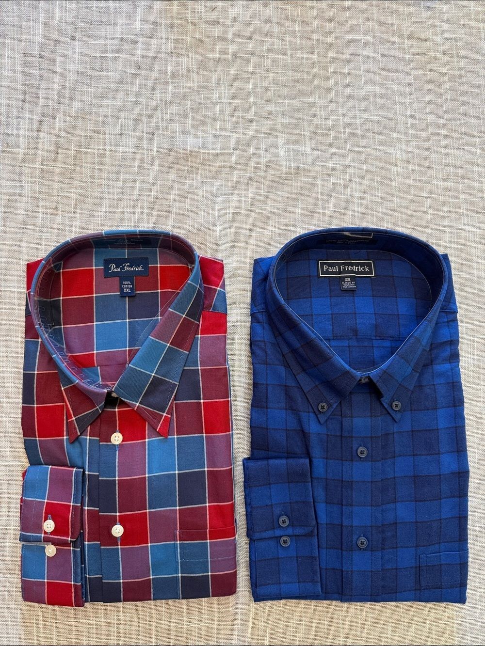 Lot of 2 Paul Fredrick Men’s XXL Long Sleeve Button Down Cotton Shirts NWT